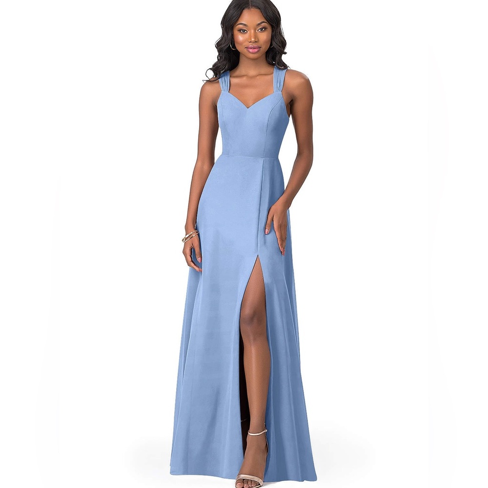 Azazie Jane Bridesmaids Dress, Steel Blue color, Size 4,